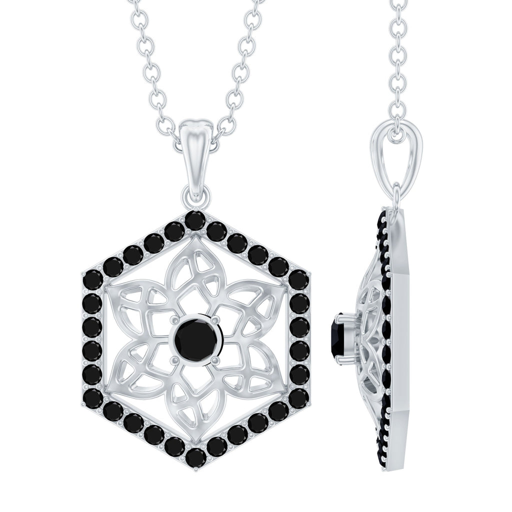 Certified Genuine Black Onyx Flower Necklace for Women