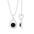 Certified 0.22 Carat Solitaire Black Onyx Teardrop Pendant With Chain