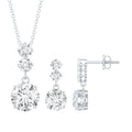Moissanite 3 Stone Dangle Necklace and Earrings Set