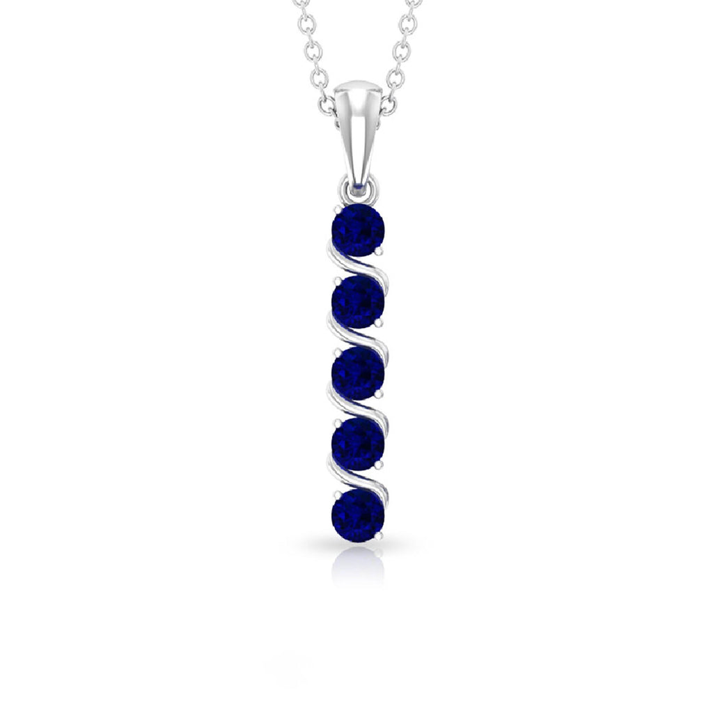 Lab Created Blue Sapphire Bar Necklace With Earrings