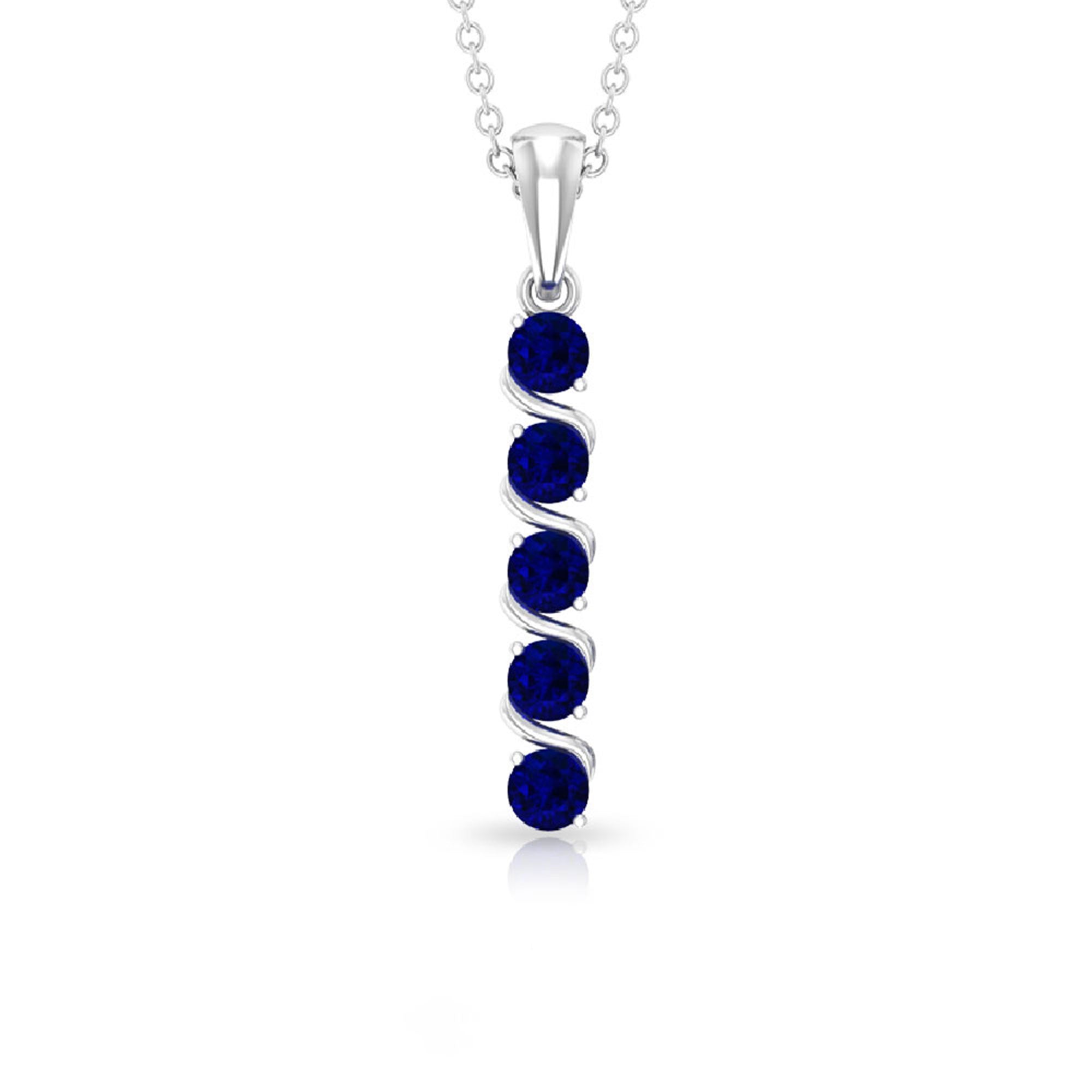 Lab Created Blue Sapphire Bar Necklace With Earrings