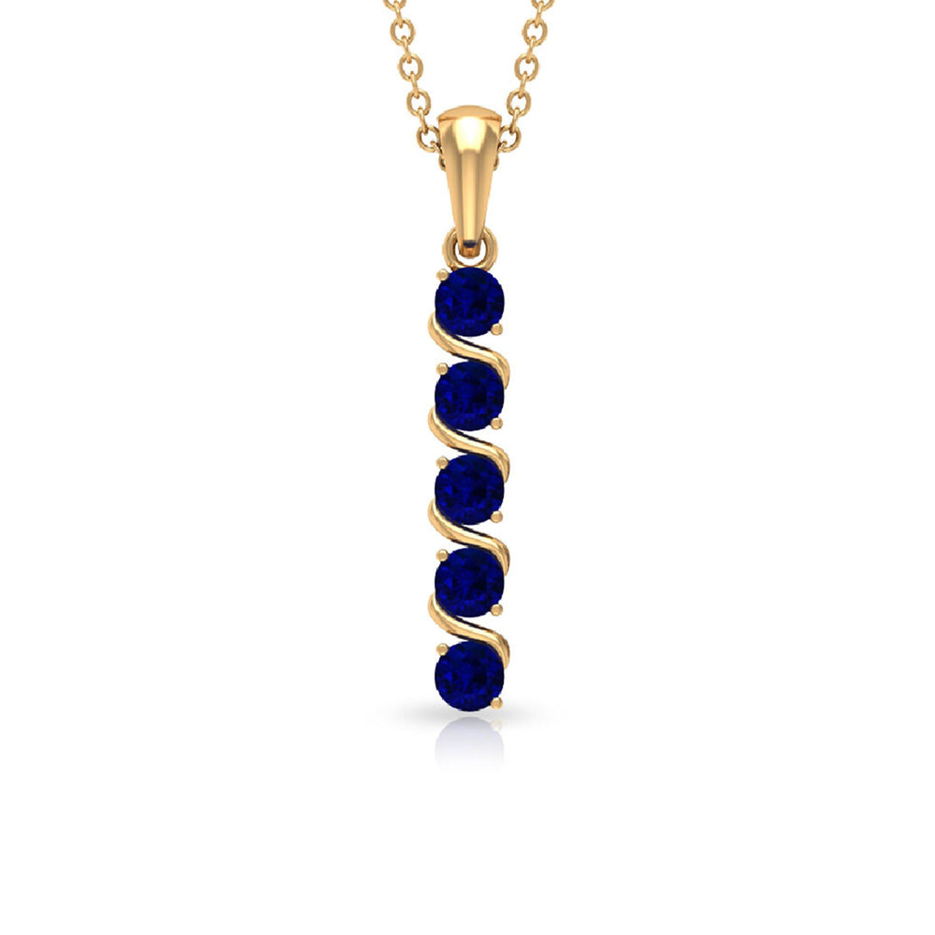 Lab Created Blue Sapphire Bar Necklace With Earrings