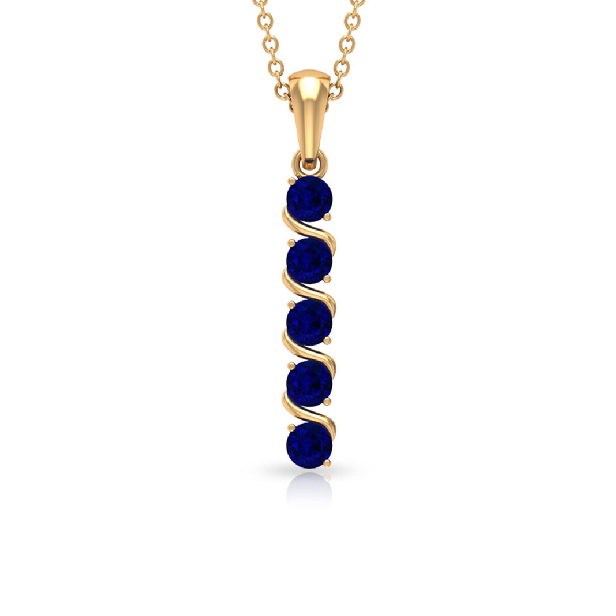 Lab Created Blue Sapphire Bar Necklace With Earrings