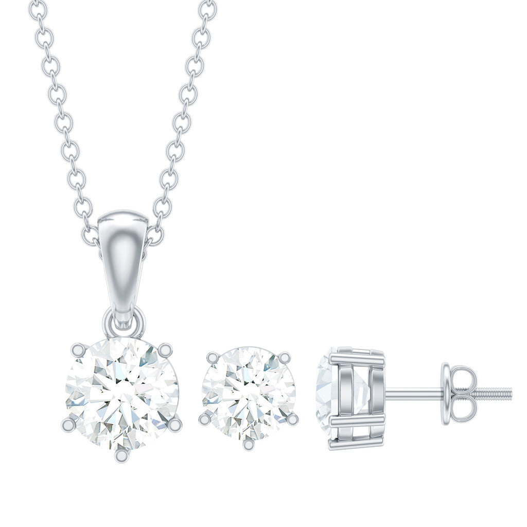 Certified Round Shape Moissanite Solitaire Jewelry Set