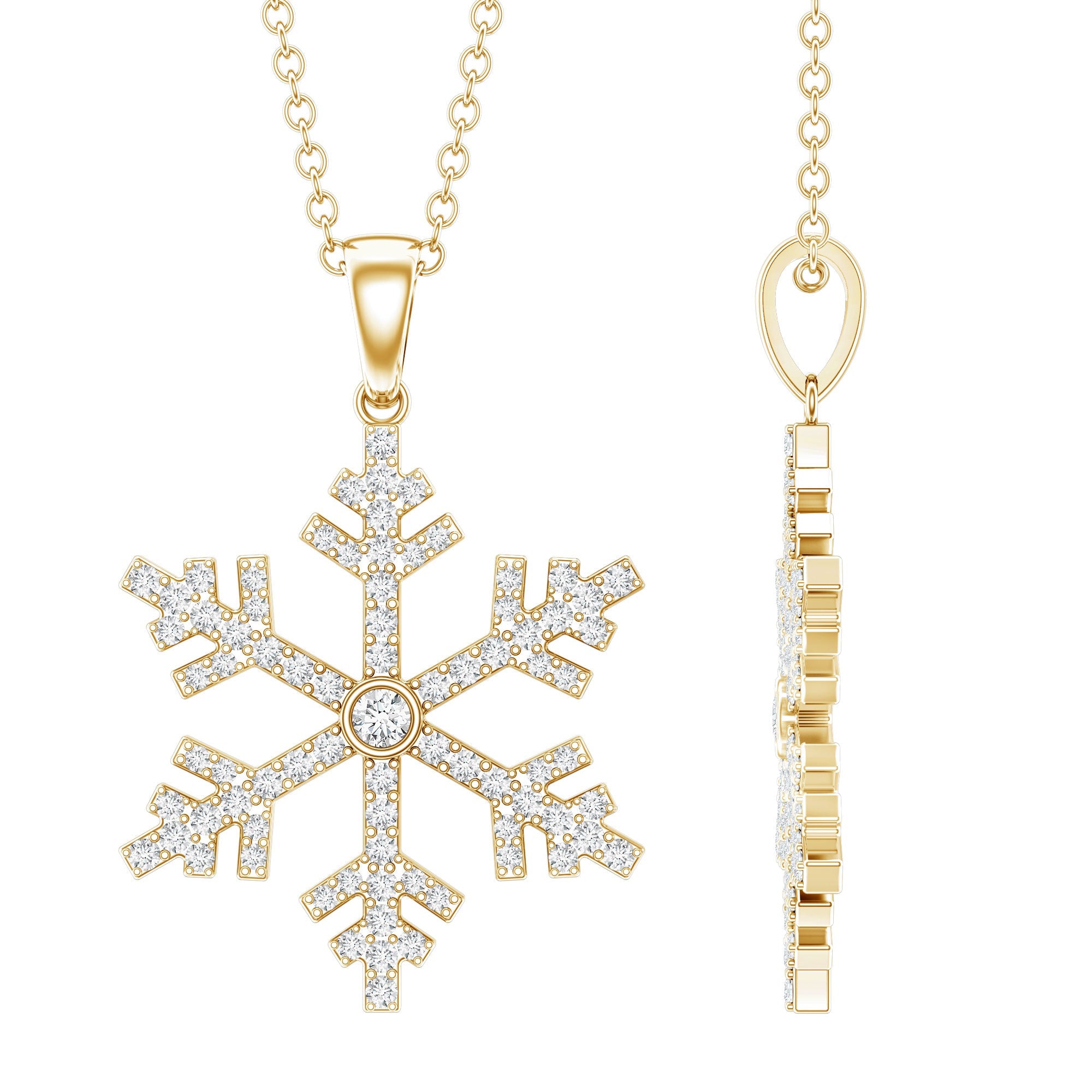 Genuine Diamond Snowflake Pendant for Women