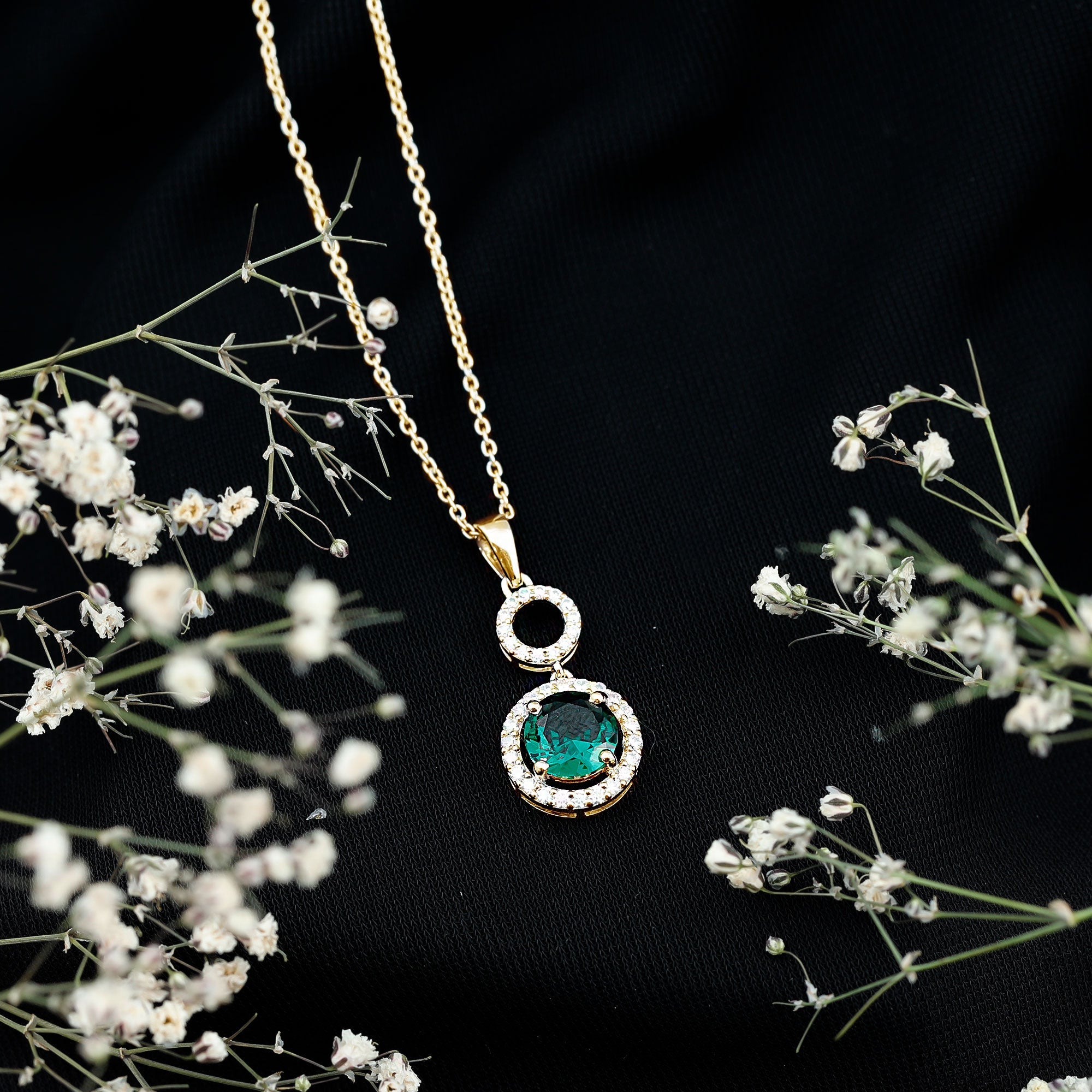 Certified Lab Created Emerald Wedding Necklace with Chain