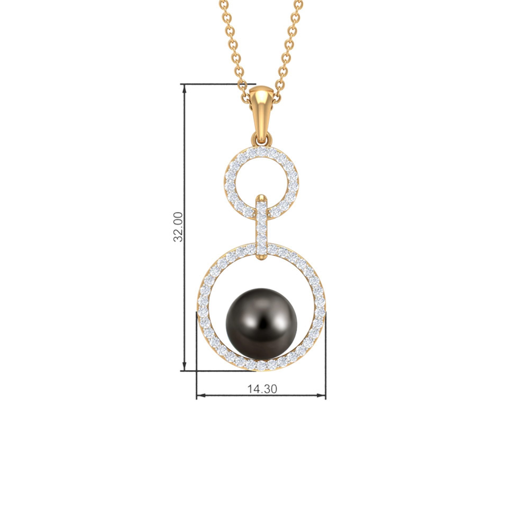 Tahitian Pearl and Diamond Eternity Dangle Pendant
