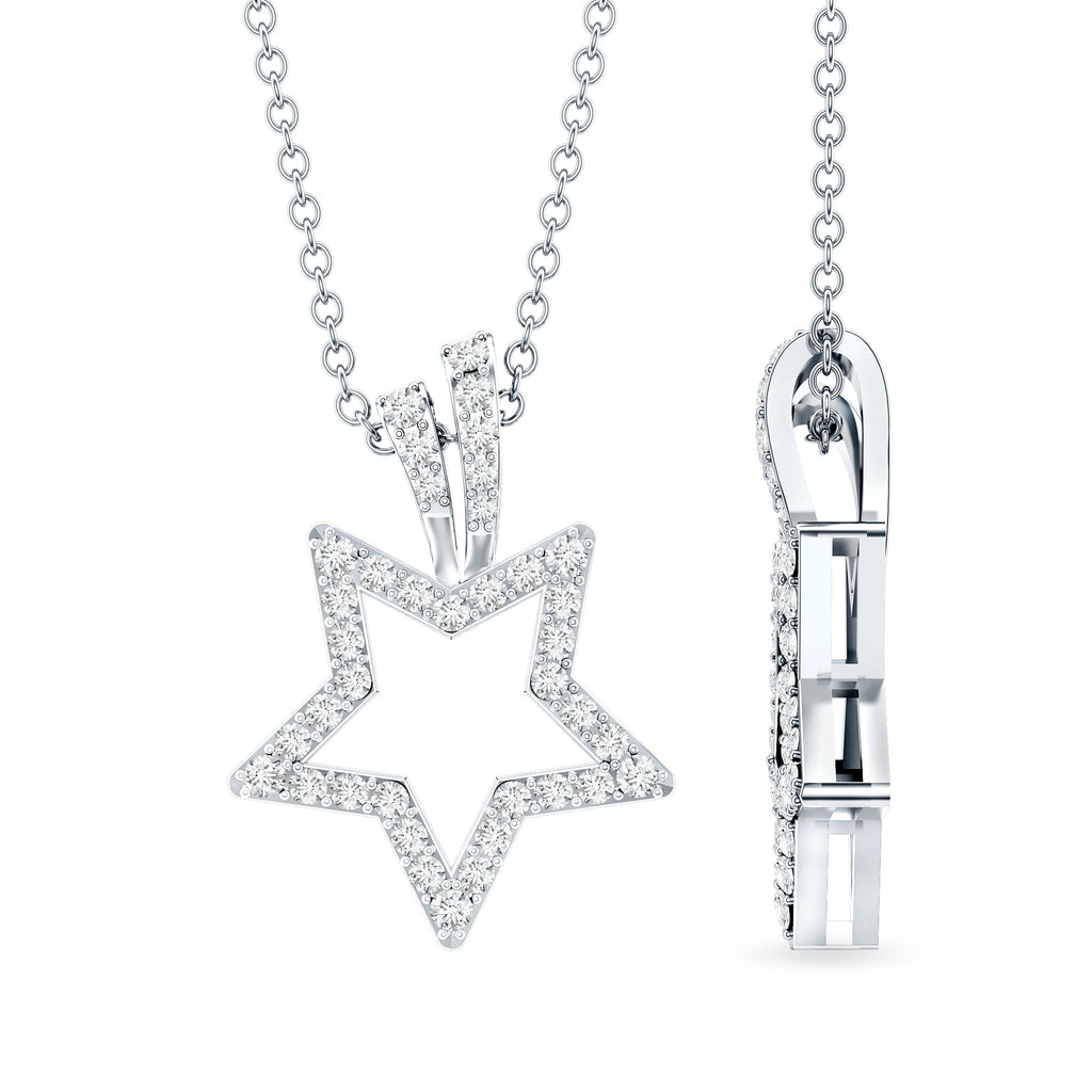 Natural Diamond Star Pendant For Women