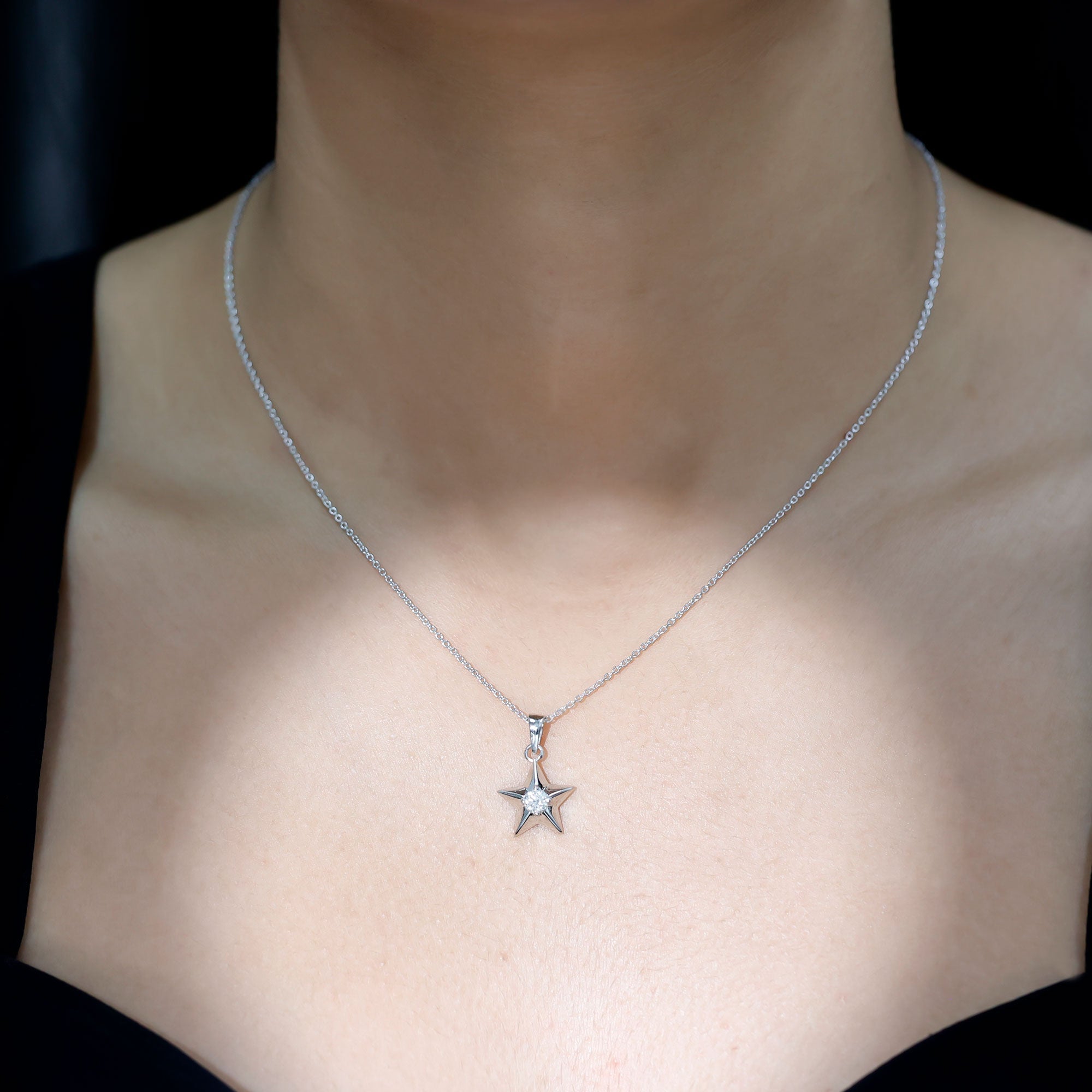 Certified Diamond Star Pendant Necklace