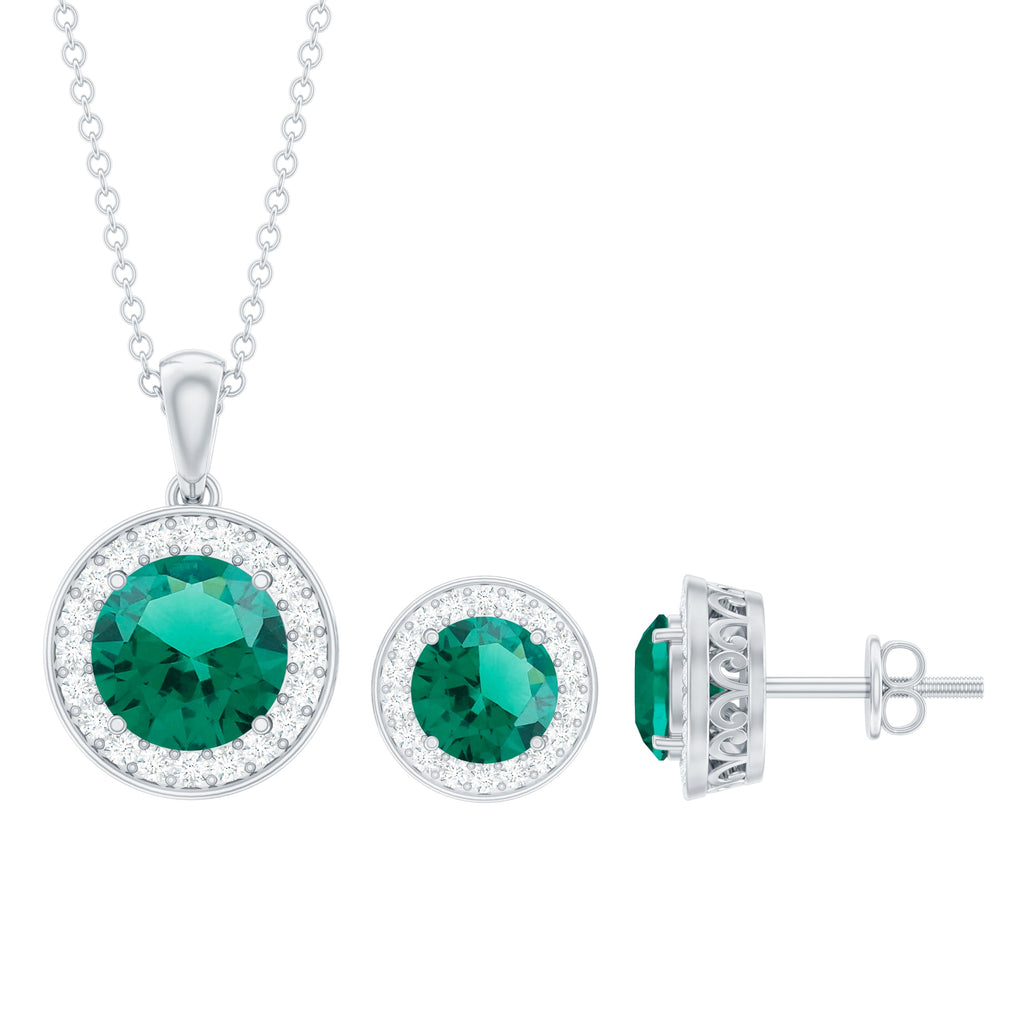 Certified Lab Grown Emerald Moissanite Bridal Jewelry Set