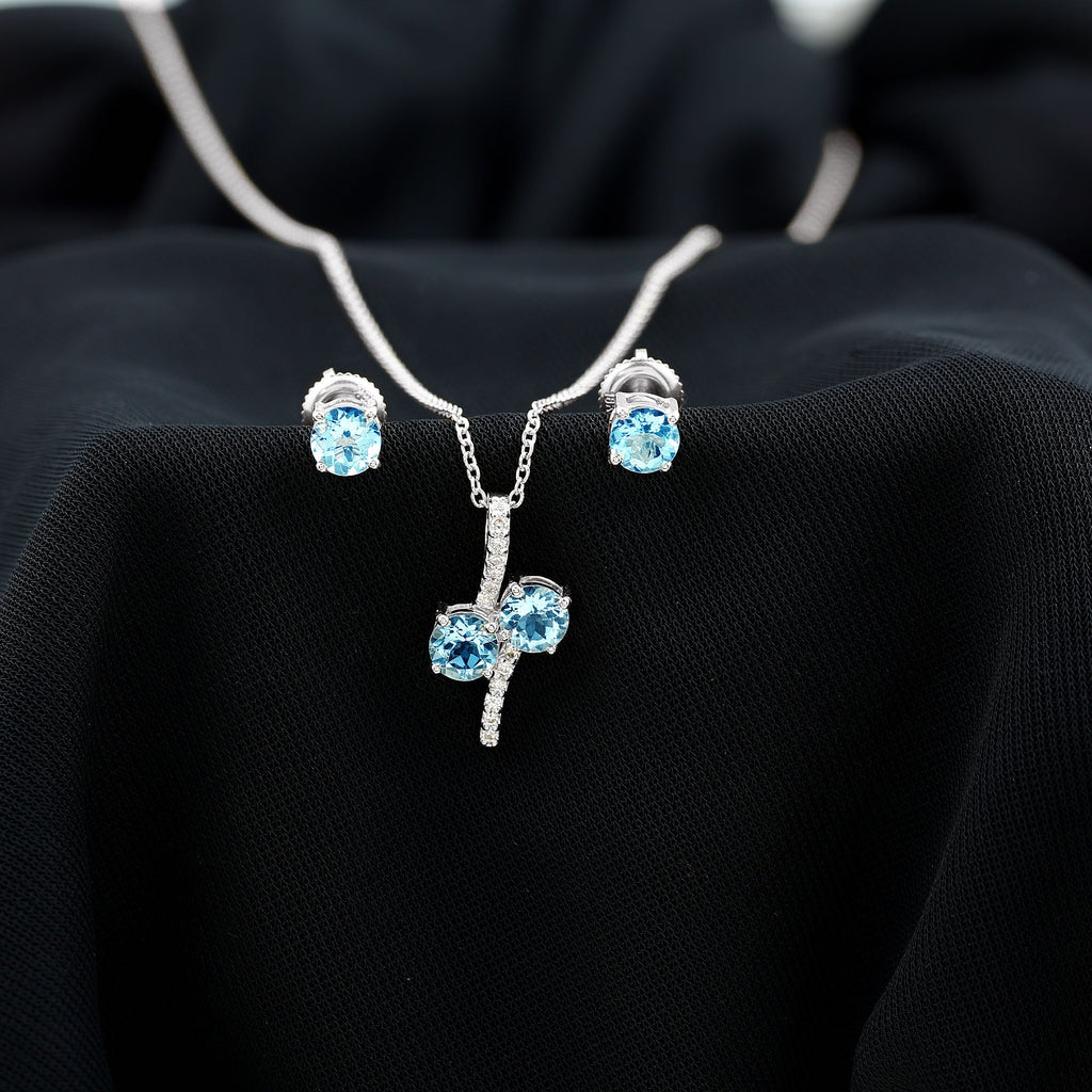 Aquamarine Bridal Jewelry Set with Diamond Accent