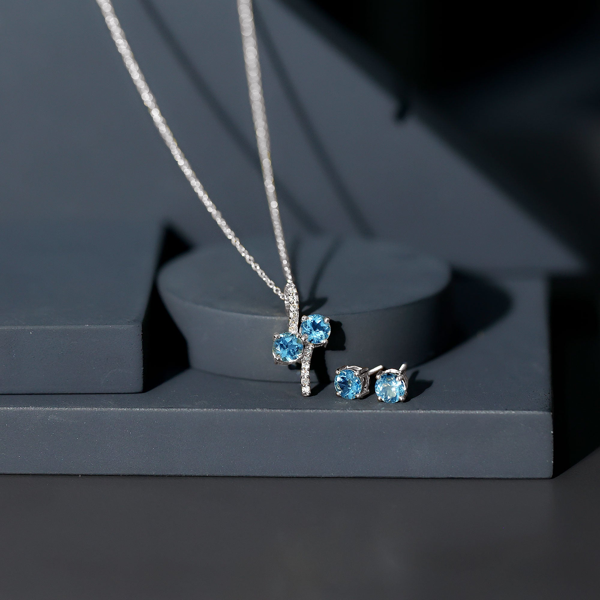 Aquamarine Bridal Jewelry Set with Diamond Accent