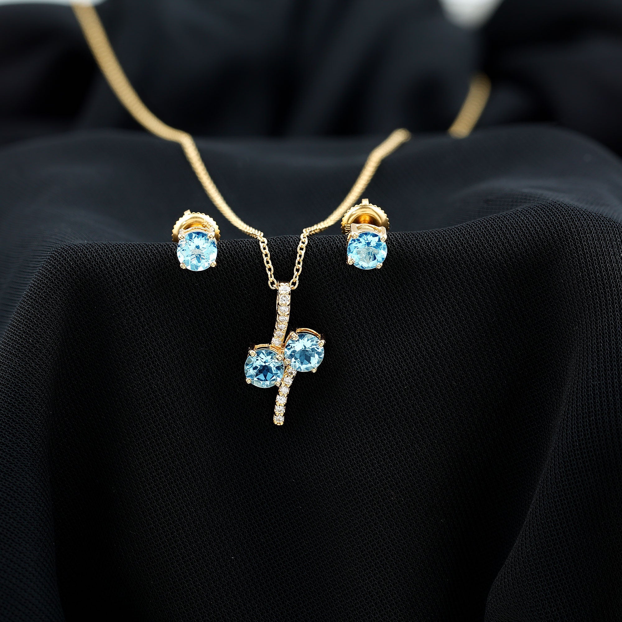 Aquamarine Bridal Jewelry Set with Diamond Accent