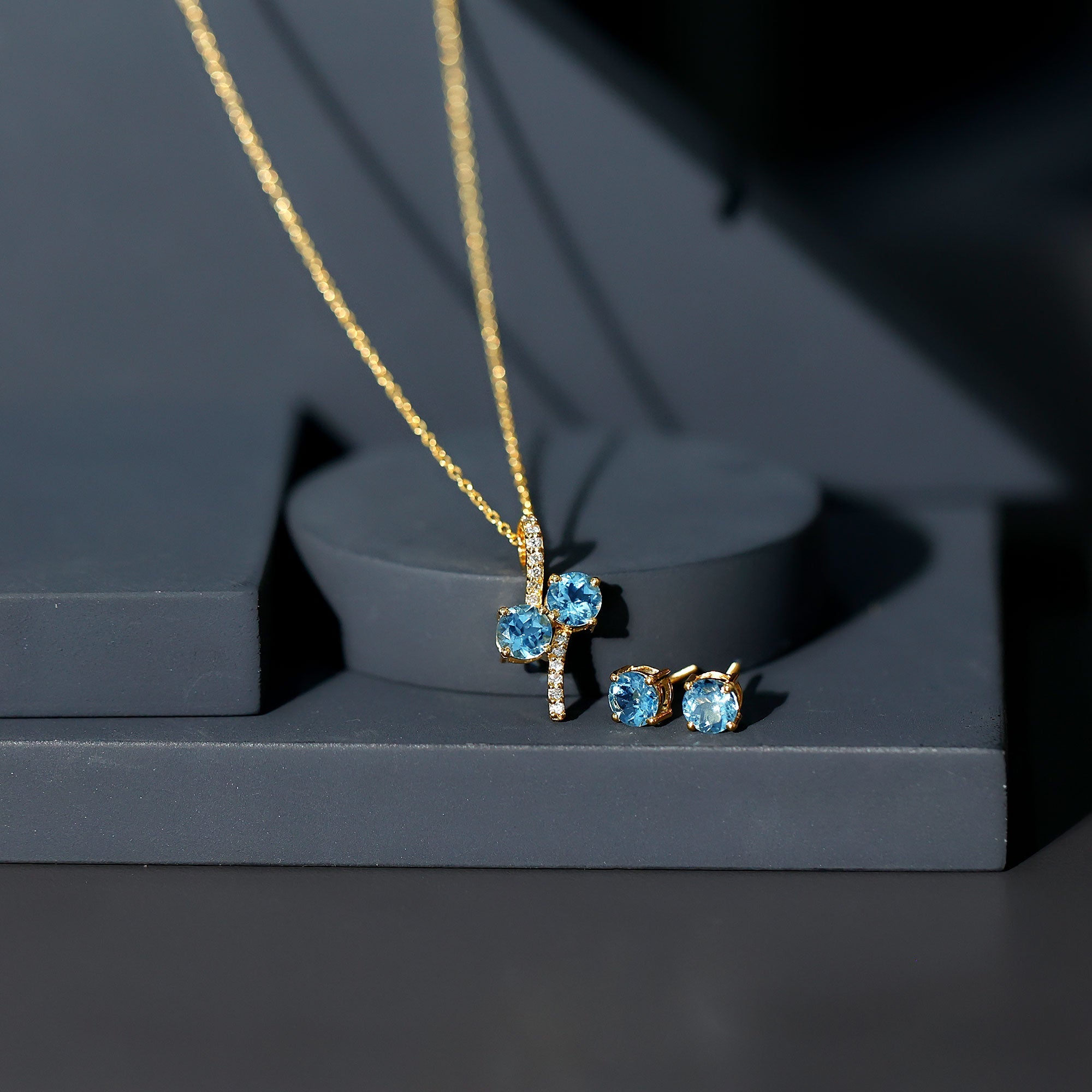 Aquamarine Bridal Jewelry Set with Diamond Accent