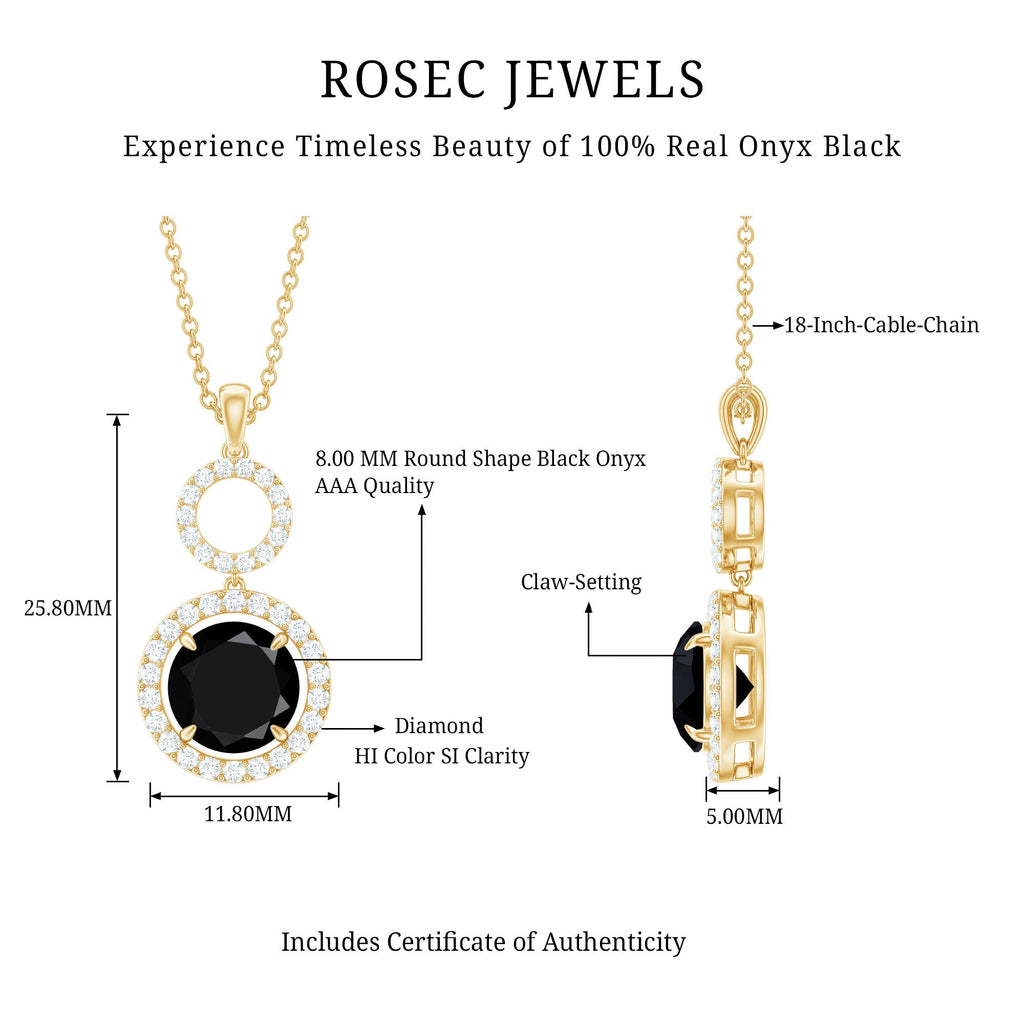 Classic 2 Carat Black Onyx Diamond Drop Necklace