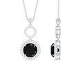 Real 2.6 Carat Black Spinel Drop Pendant Necklace with Diamond