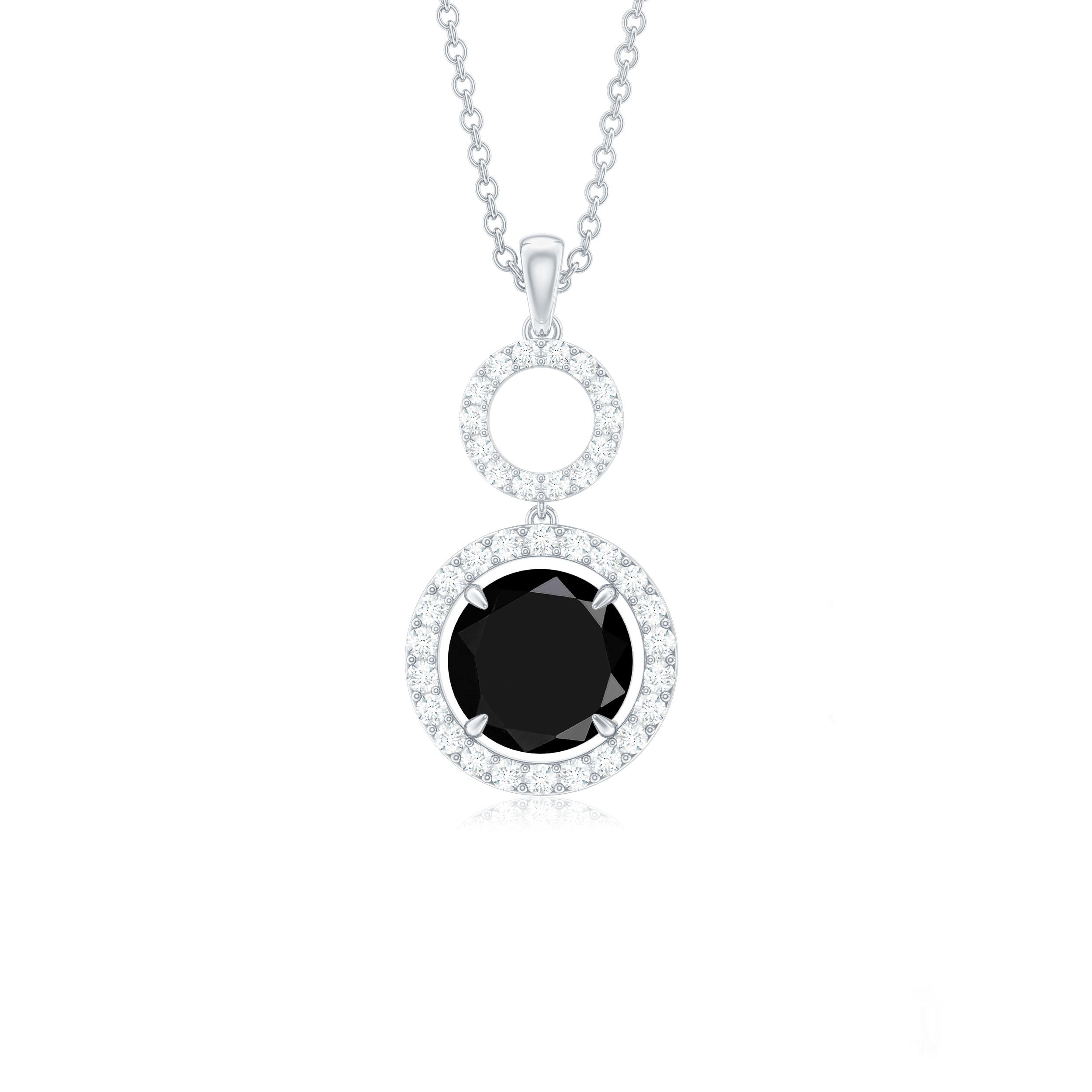 Real 2.6 Carat Black Spinel Drop Pendant Necklace with Diamond