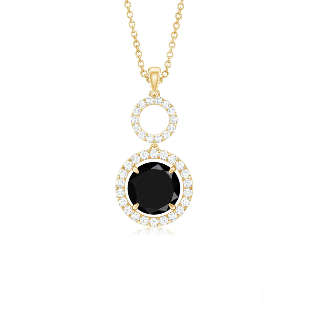 Real 2.6 Carat Black Spinel Drop Pendant Necklace with Diamond