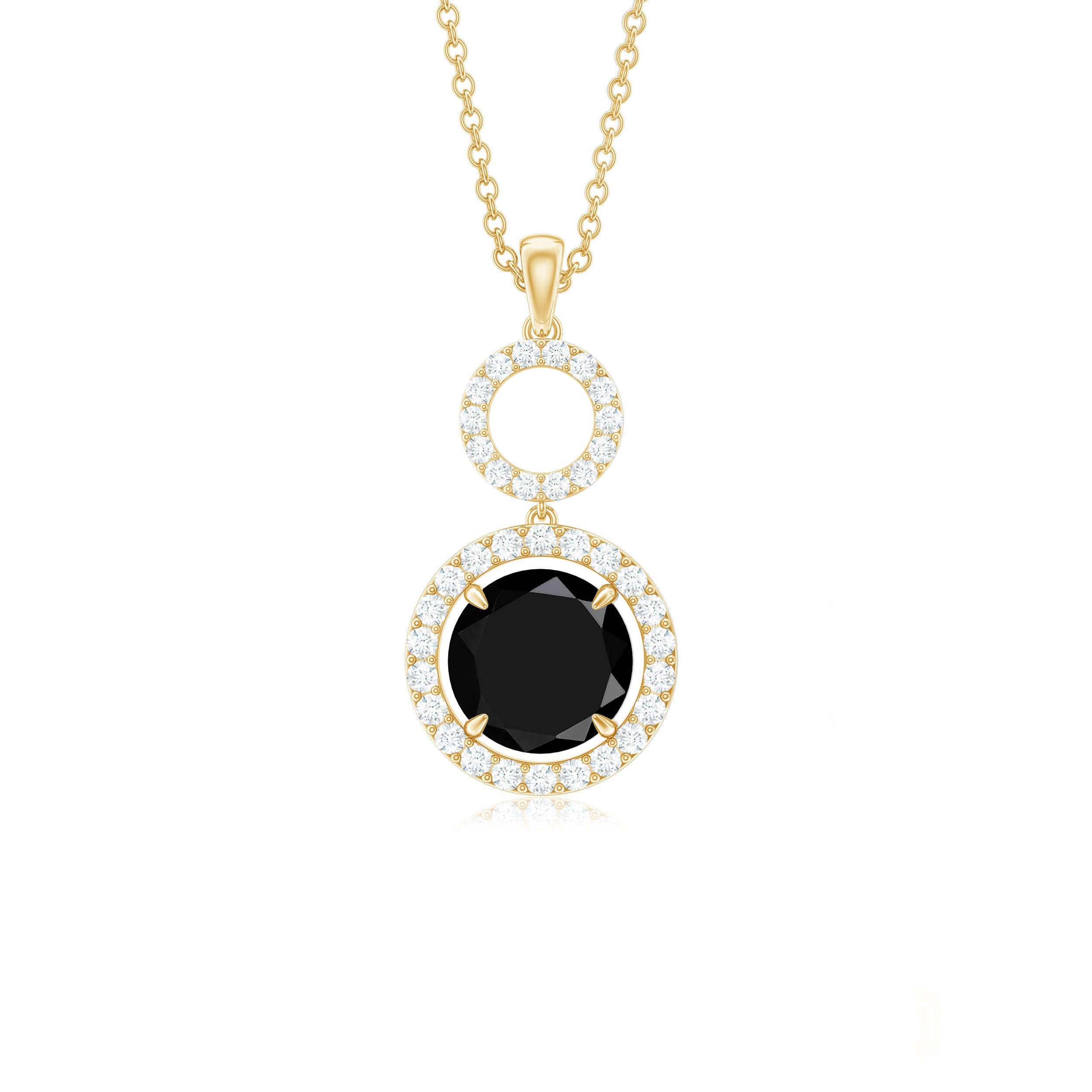 Real 2.6 Carat Black Spinel Drop Pendant Necklace with Diamond