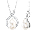 6 Carat Freshwater Pearl Teardrop Statement Necklace with Diamond