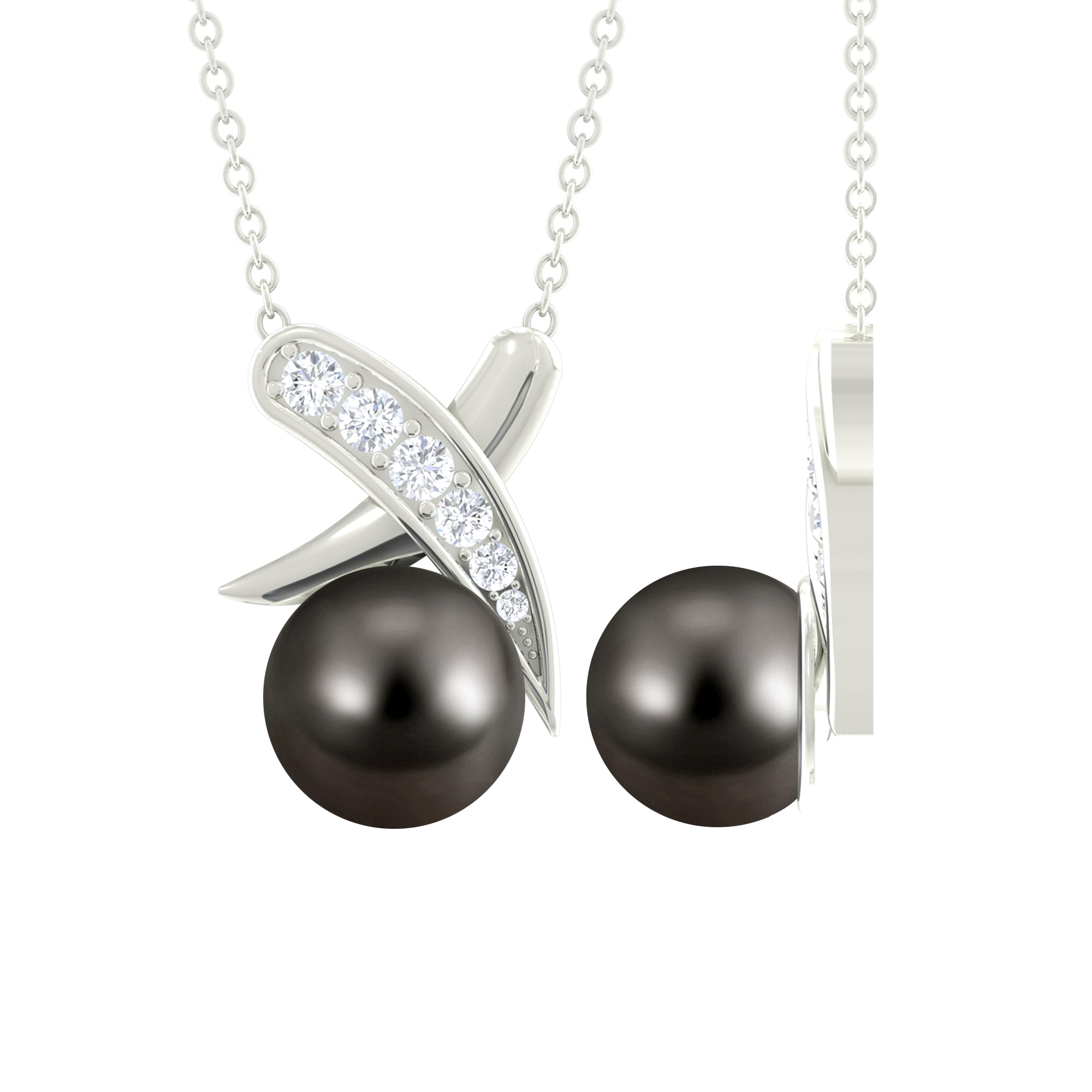 Tahitian Pearl and Diamond XO Necklace