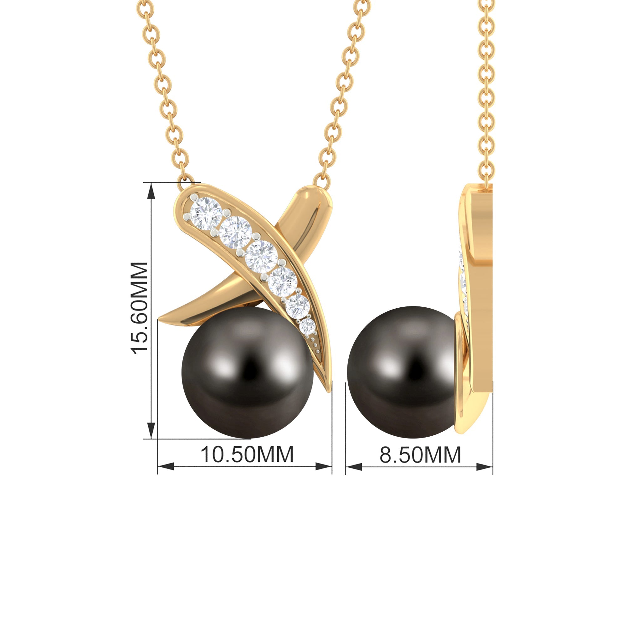 Tahitian Pearl and Diamond XO Necklace