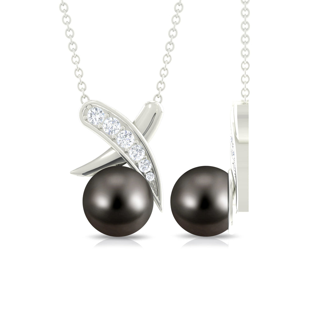 Tahitian Pearl and Diamond XO Necklace