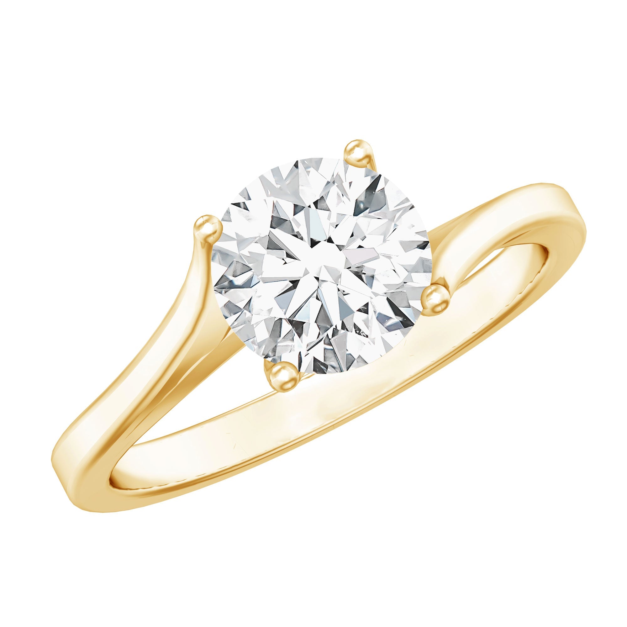 Certified Solitaire Moissanite Bypass Engagement Ring