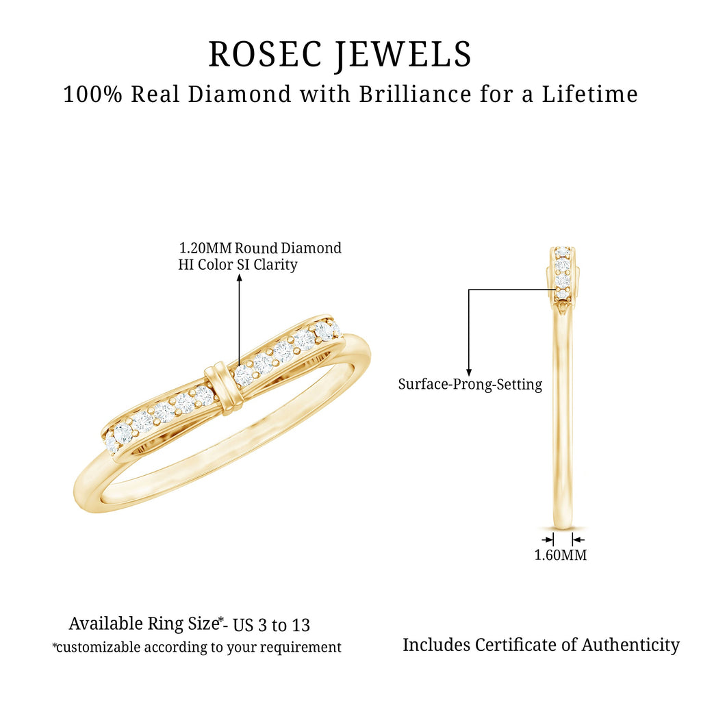 Natural Diamond Bow Promise Ring for Women