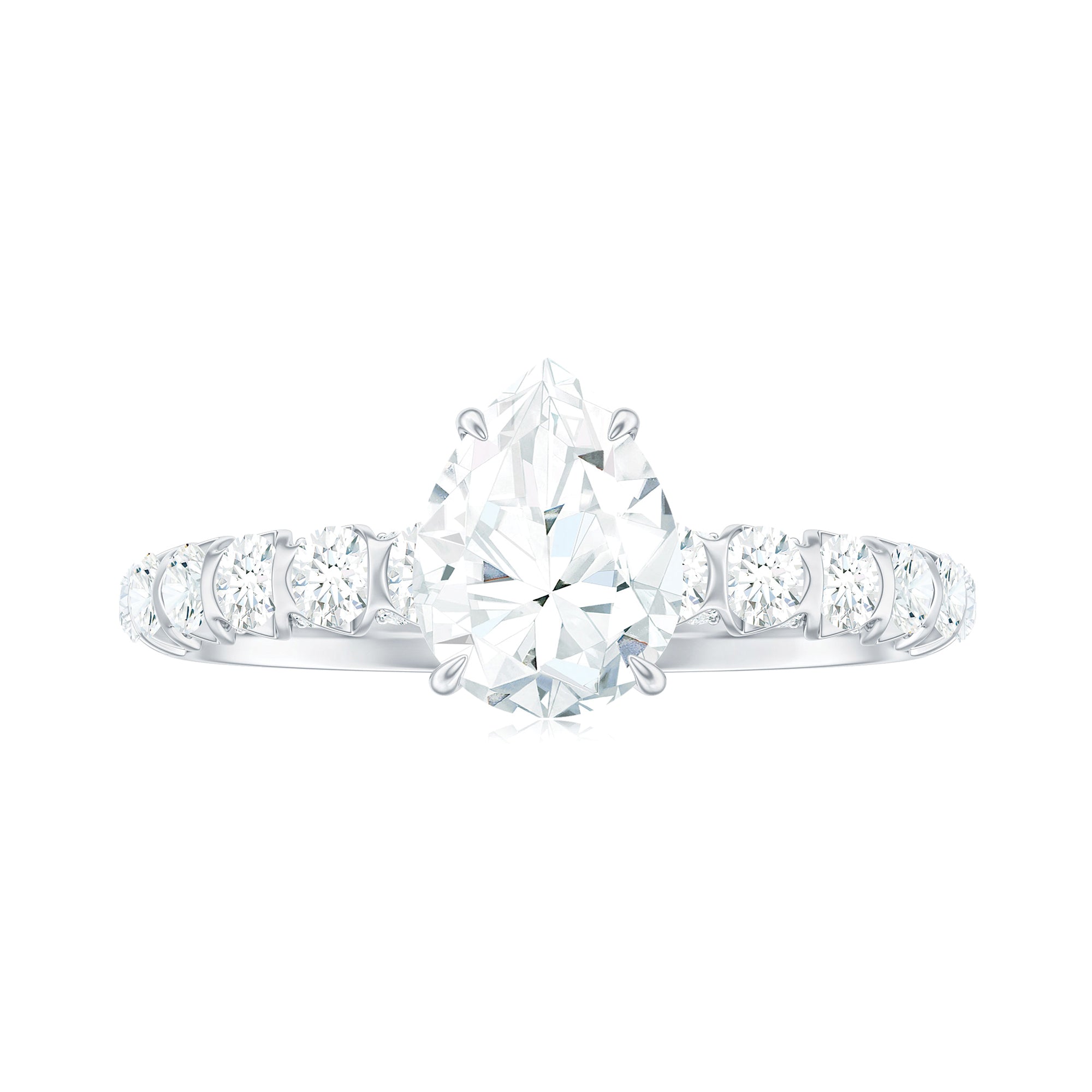 Pear Shaped Moissanite Solitaire Engagement Ring
