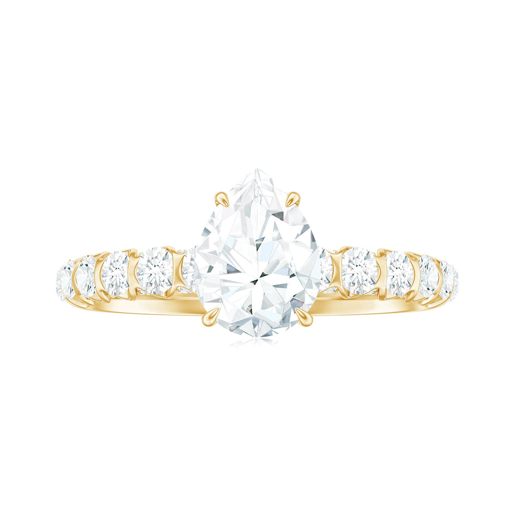 Pear Shaped Moissanite Solitaire Engagement Ring