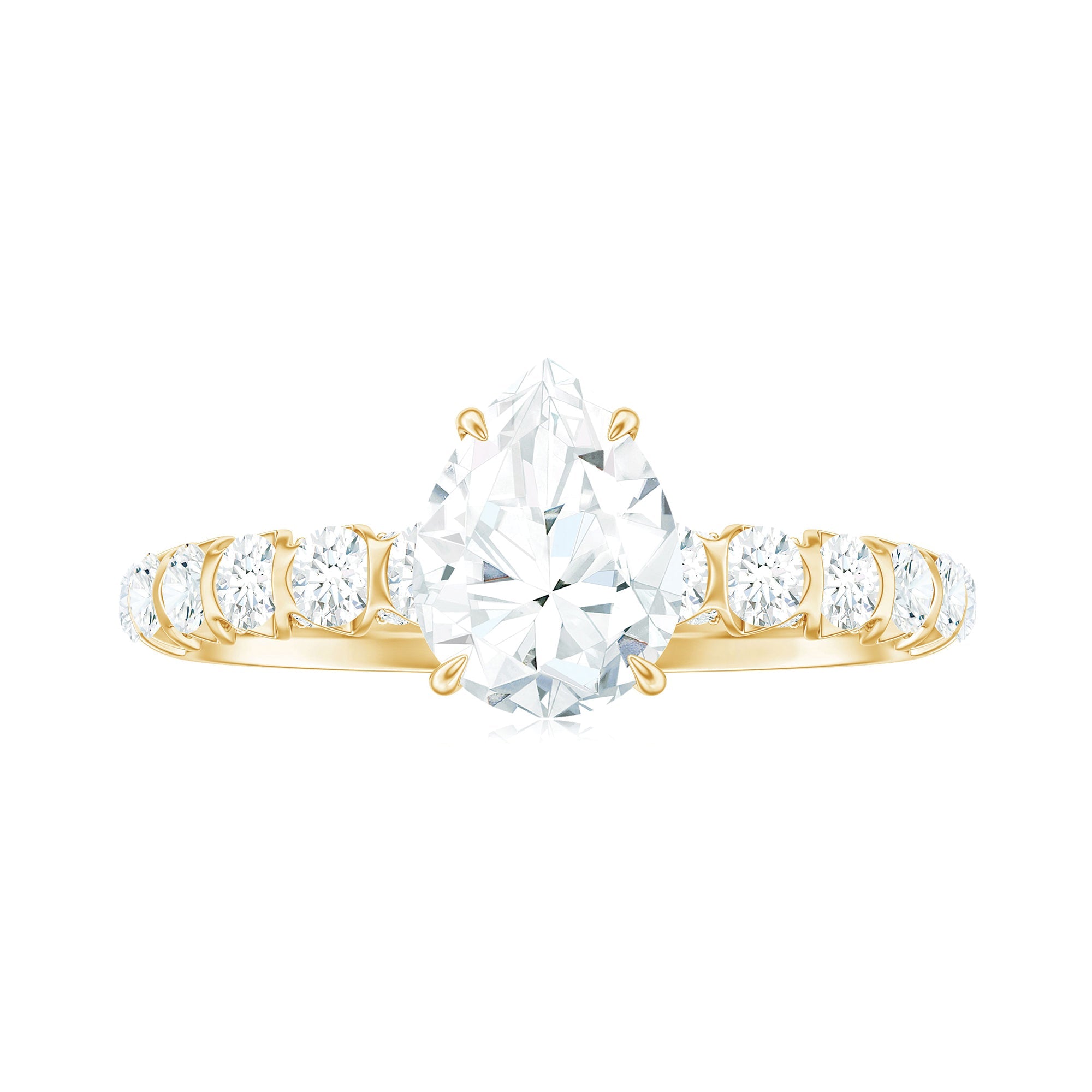 Pear Shaped Moissanite Solitaire Engagement Ring