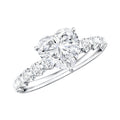 Heart Shape Moissanite Solitaire Engagement Ring With Side Stones