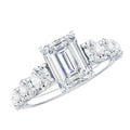 1.8 Carat Emerald Cut Moissanite Side Stone Engagement Ring with Certificate