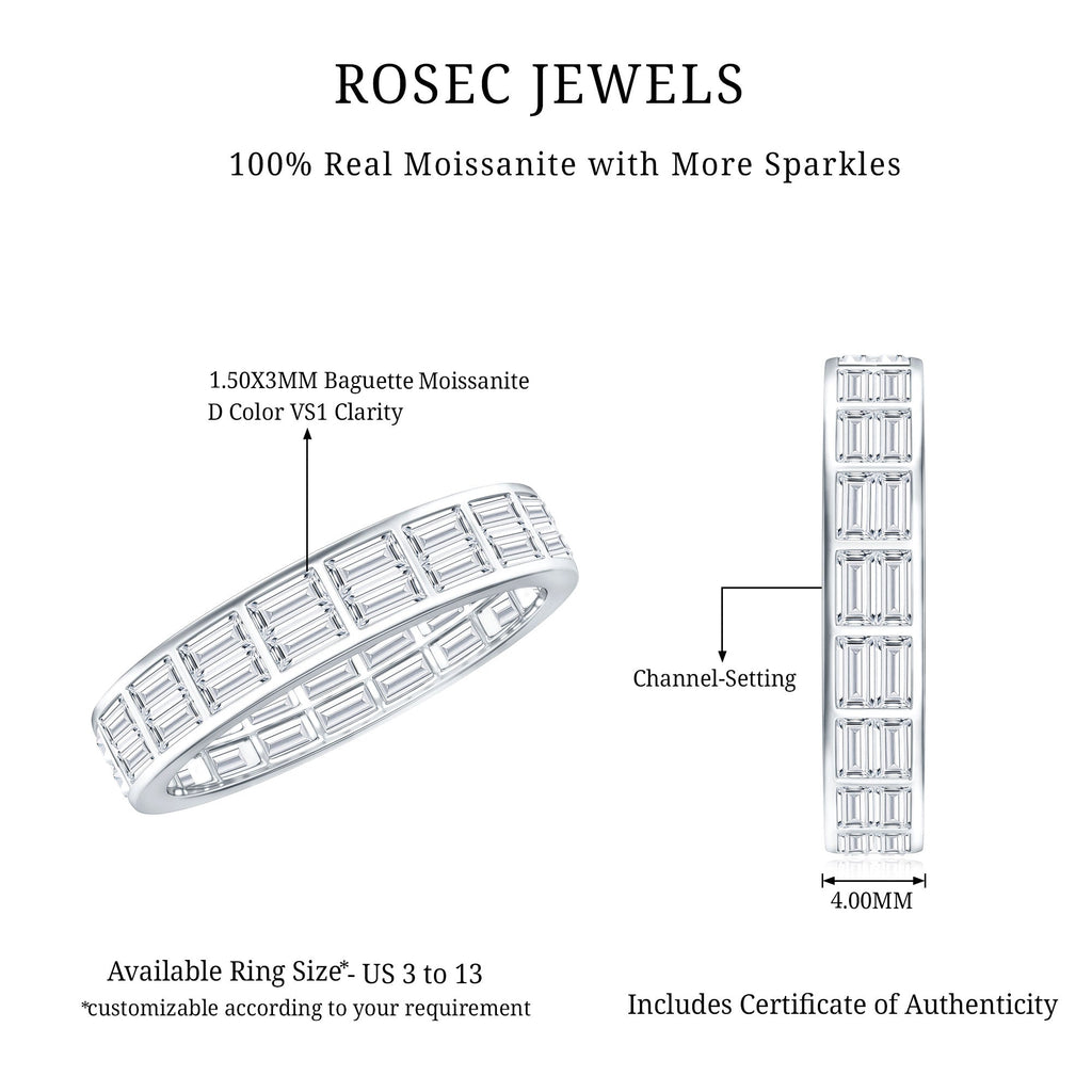 Baguette Cut Certified Moissanite Two Row Eternity Band
