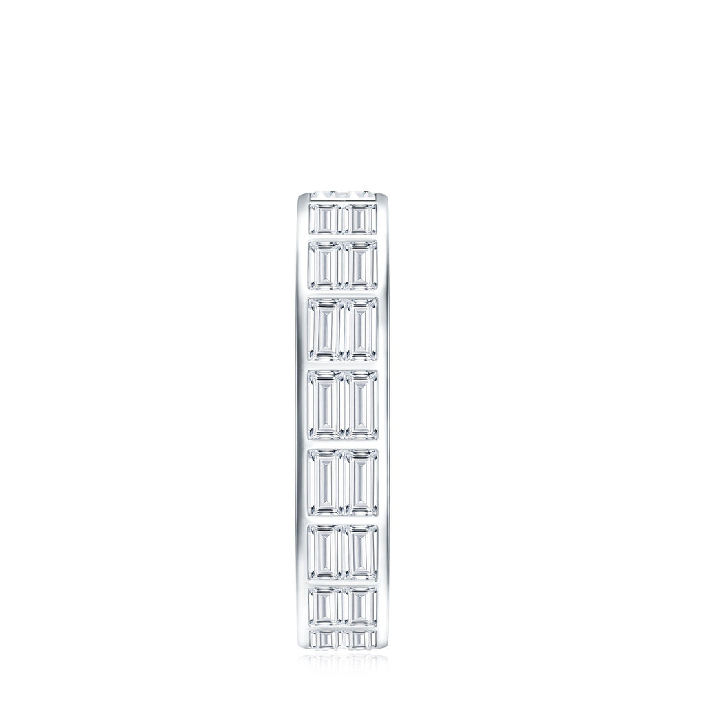 Baguette Cut Certified Moissanite Two Row Eternity Band