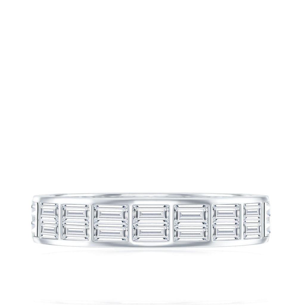 Baguette Cut Certified Moissanite Two Row Eternity Band