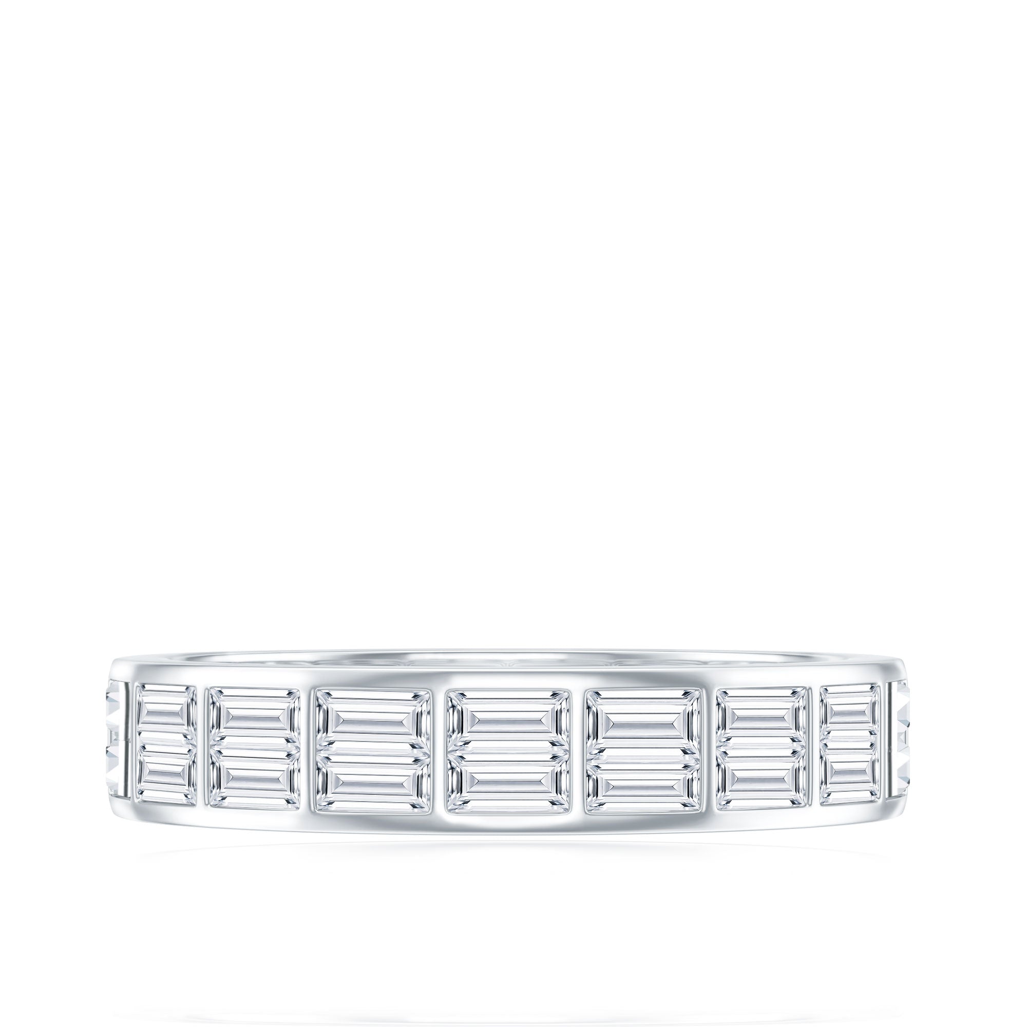 Baguette Cut Certified Moissanite Two Row Eternity Band