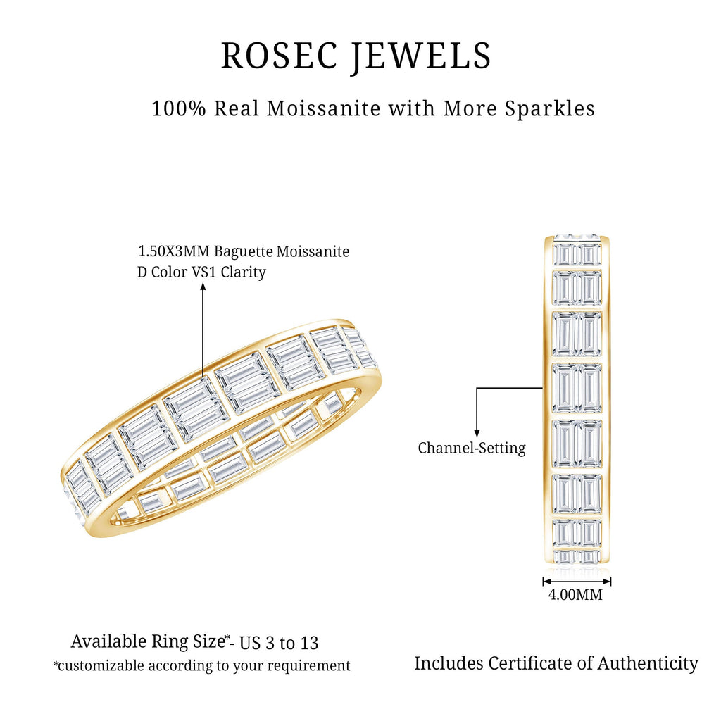 Baguette Cut Certified Moissanite Two Row Eternity Band