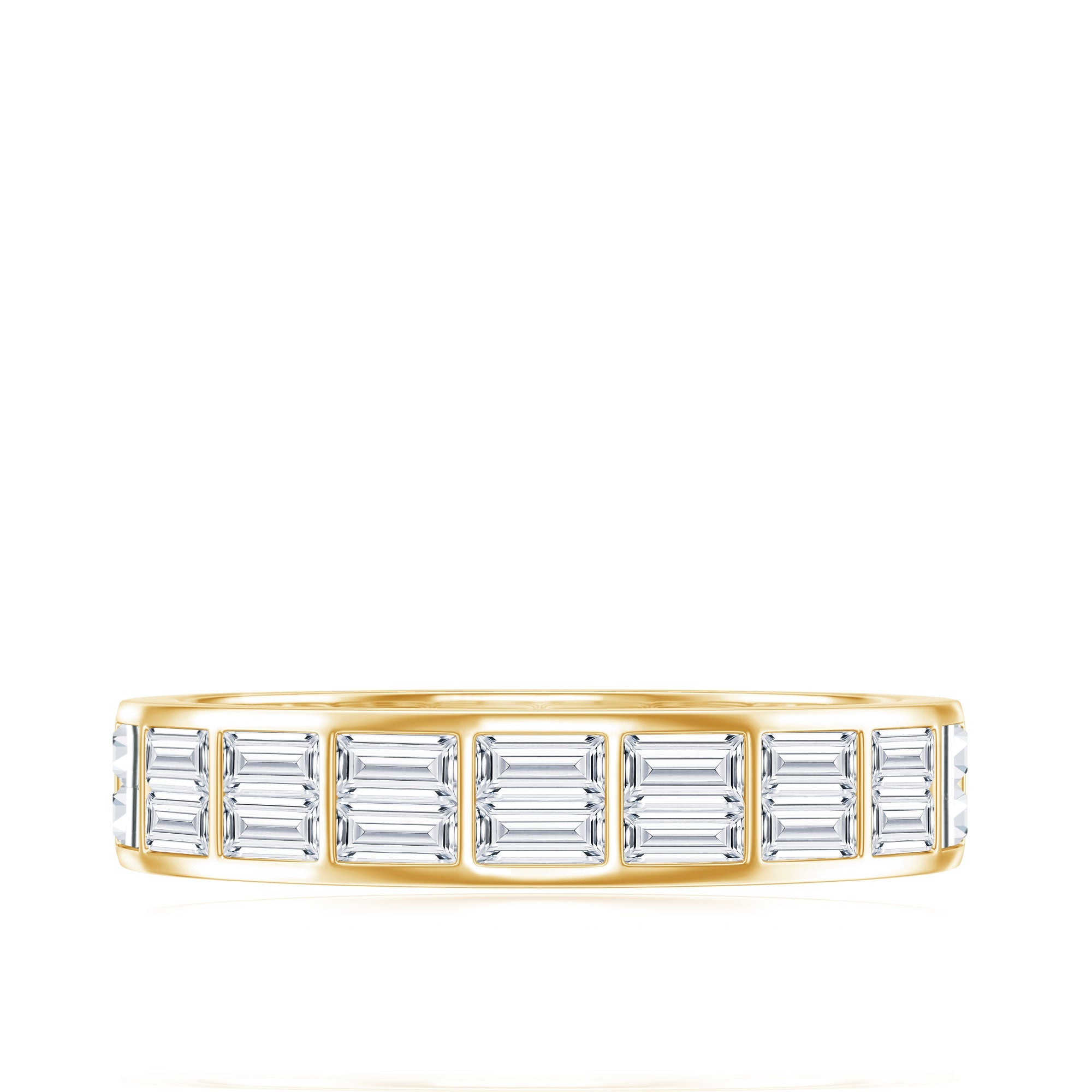 Baguette Cut Certified Moissanite Two Row Eternity Band