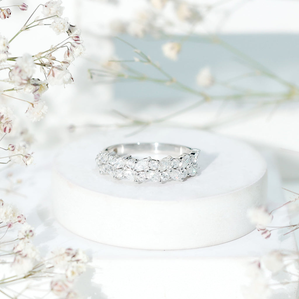 Certified Moissanite Cluster Eternity Band