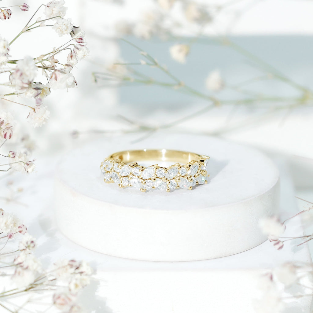 Certified Moissanite Cluster Eternity Band
