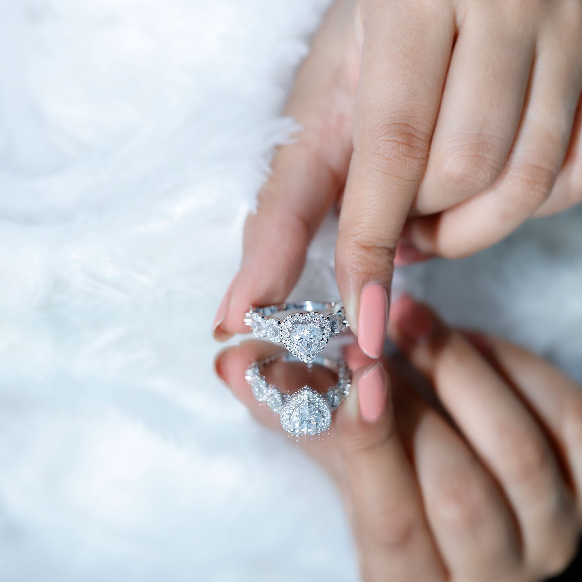 1.5 CT Heart Shape Moissanite Engagement Ring with Accent