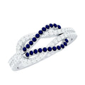 Natural Blue Sapphire Diamond Interlock Ring for Women