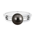 Split Shank Tahitian Pearl Solitaire Engagement Ring with Diamond
