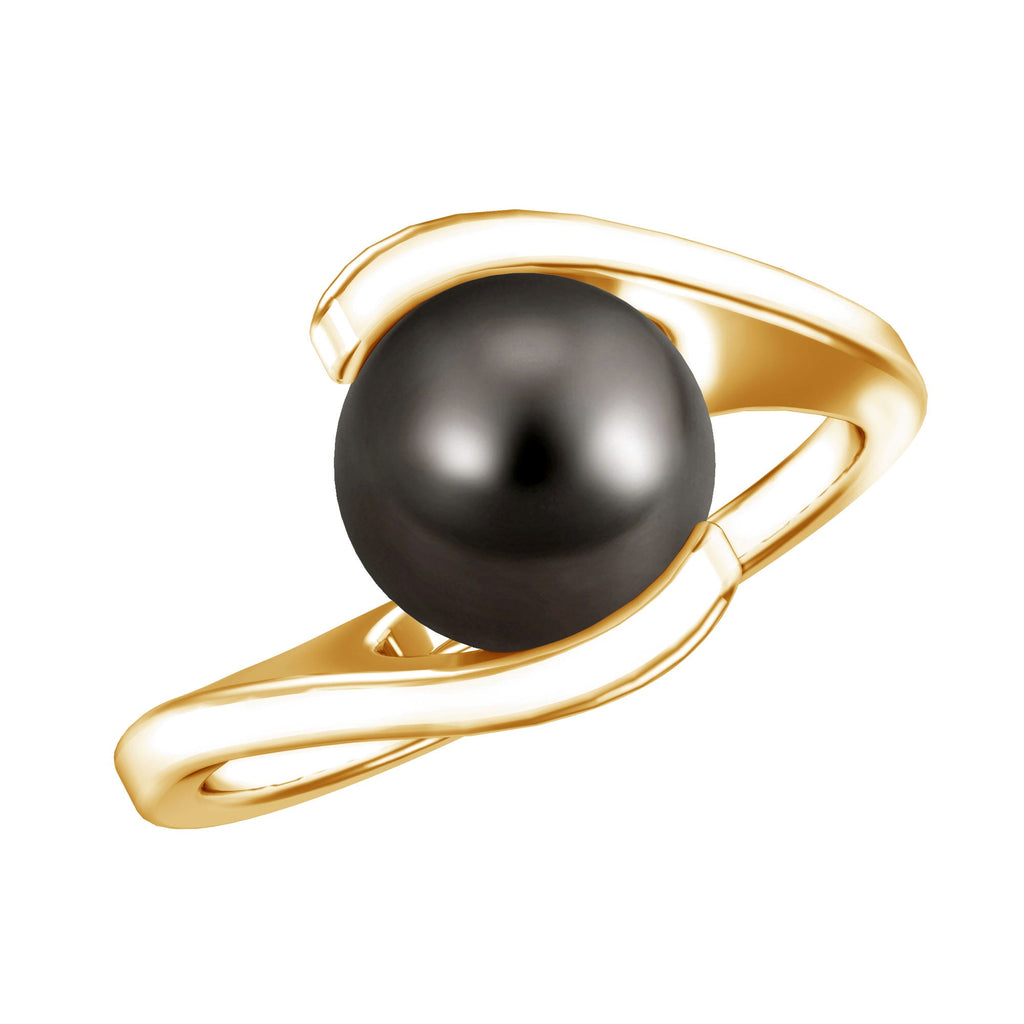 Tahitian Black Pearl Solitaire Bypass Engagement Ring