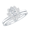 Certified Moissanite Lotus Flower Bridal Ring Set