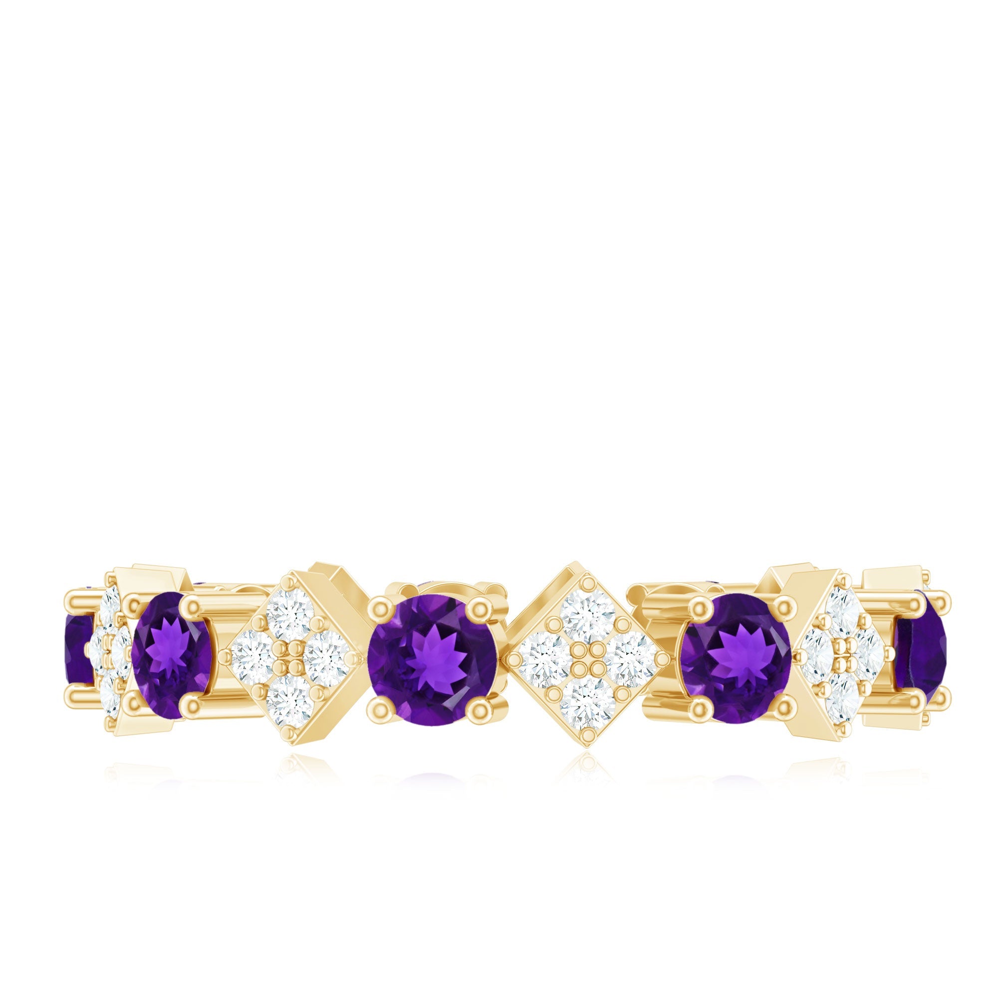 Natural Amethyst Diamond Eternity Ring for Women