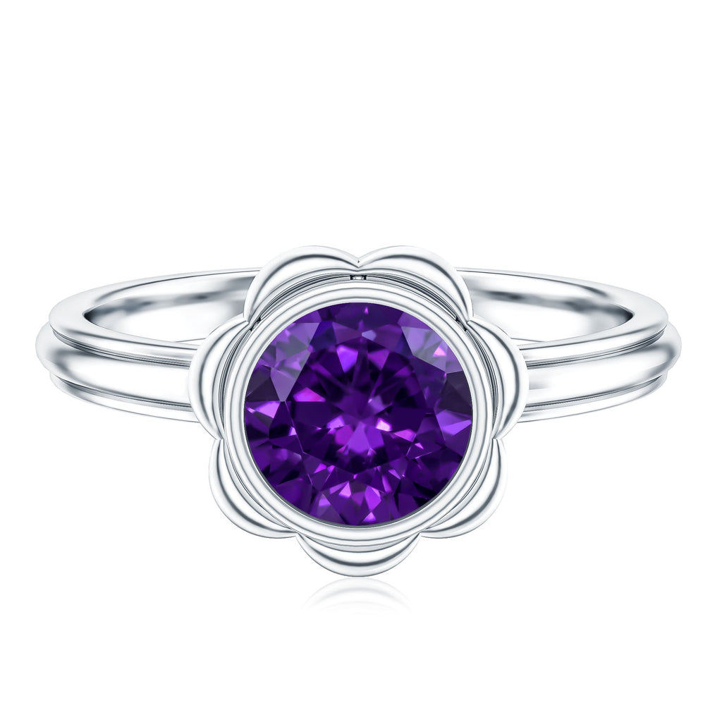 1.2 Carat Amethyst Engagement Ring in Bezel Setting