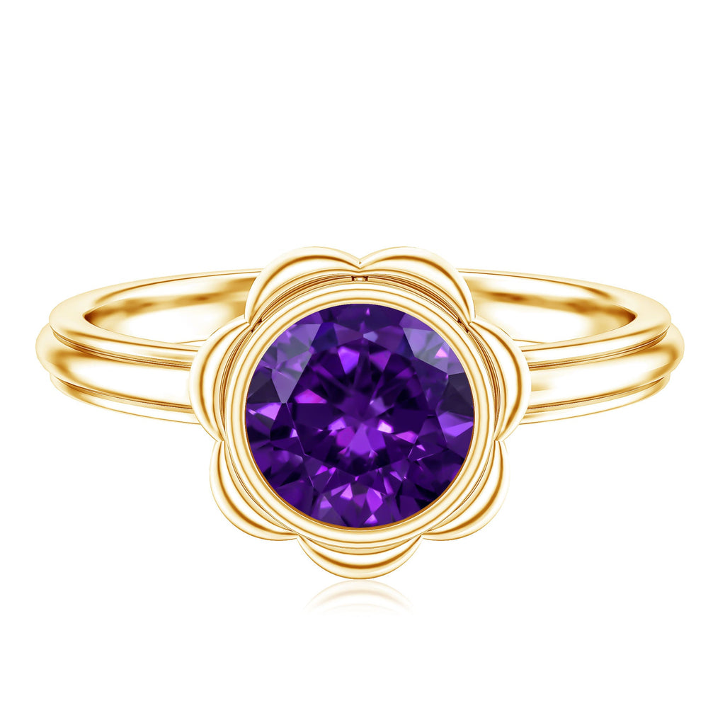 1.2 Carat Amethyst Engagement Ring in Bezel Setting